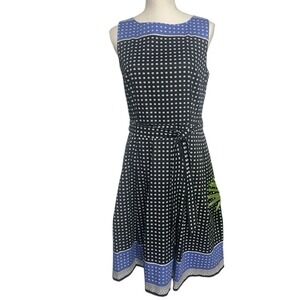 Talbots Sleeveless Elegant Black and Blue Checkered Dress Women's 6